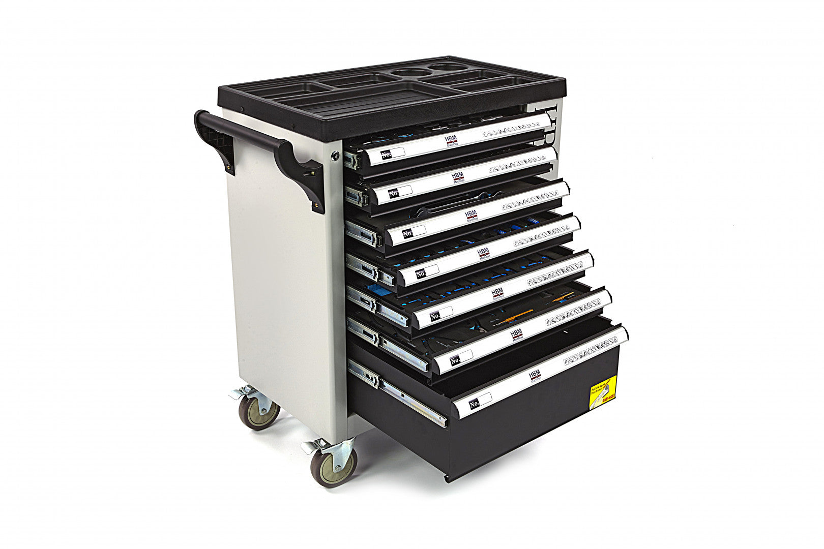 Profesionálna skrinka - dielenský vozík s náradím, so 7 zásuvkami, 245ks náradia, 6 vložiek carbon - HBM Holandsko, premium