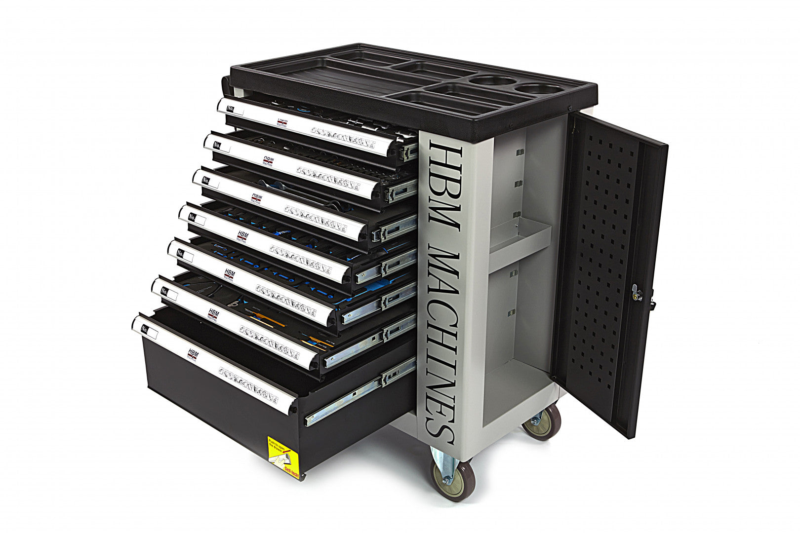 Profesionálna skrinka - dielenský vozík s náradím, so 7 zásuvkami, 245ks náradia, 6 vložiek carbon - HBM Holandsko, premium