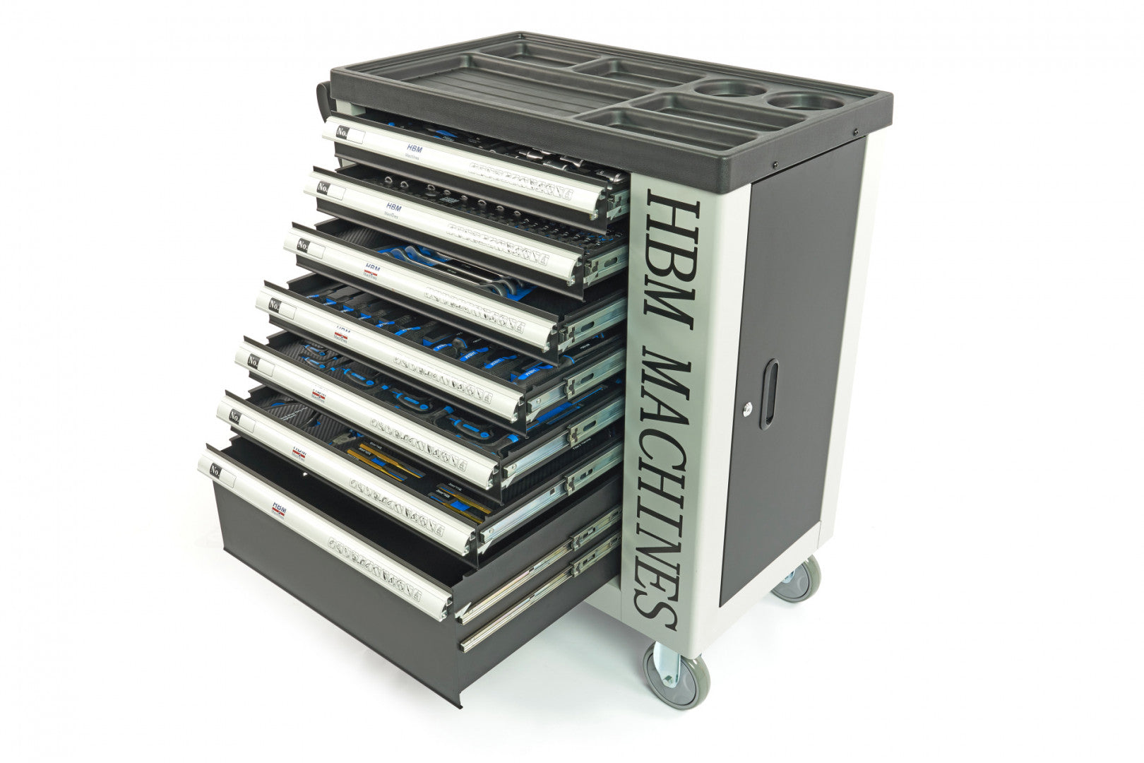 Profesionálna skrinka - dielenský vozík s náradím, so 7 zásuvkami, 245ks náradia, 6 vložiek carbon - HBM Holandsko, premium