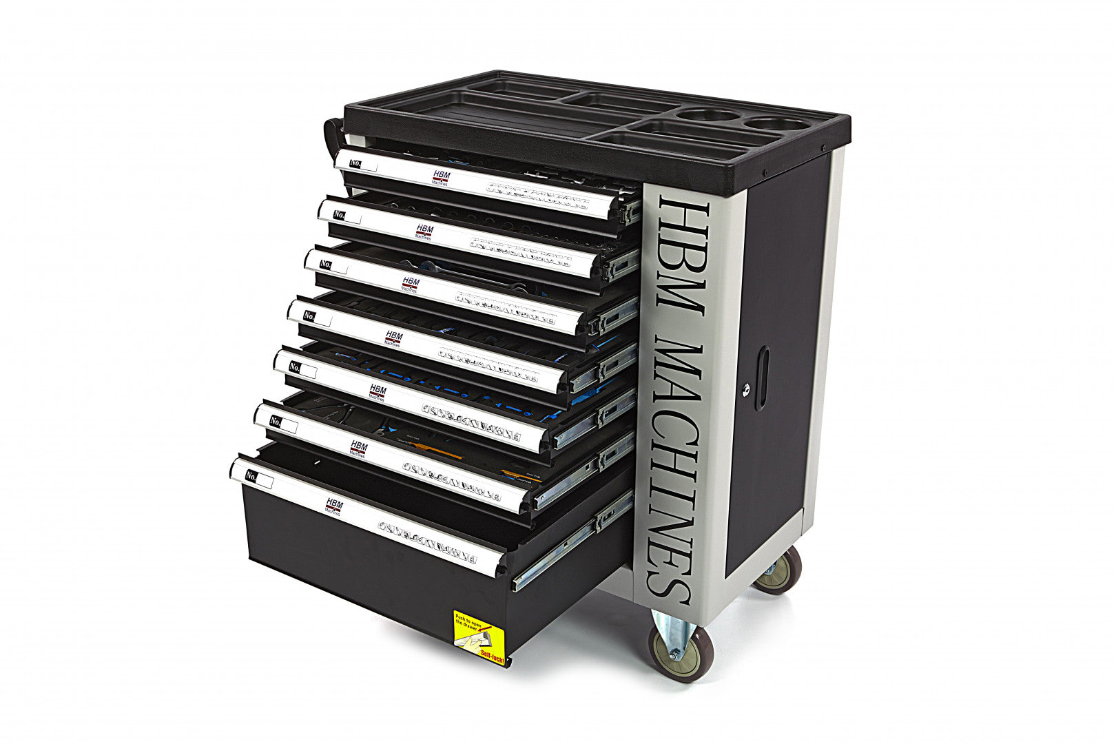 Profesionálna skrinka - dielenský vozík s náradím, so 7 zásuvkami, 245ks náradia, 6 vložiek carbon - HBM Holandsko, premium