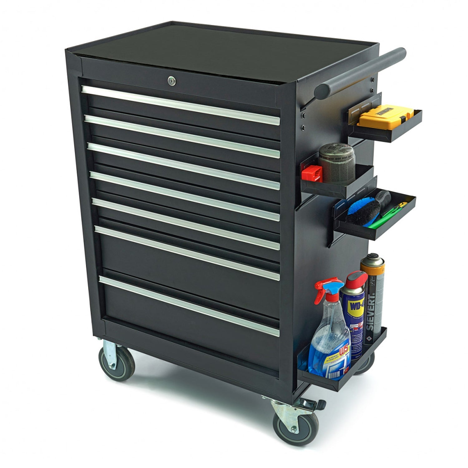 Sada 4ks magnetických políc na vozík na náradie - čierna, bočné usporiadanie, univerzálne, HBM Holandsko