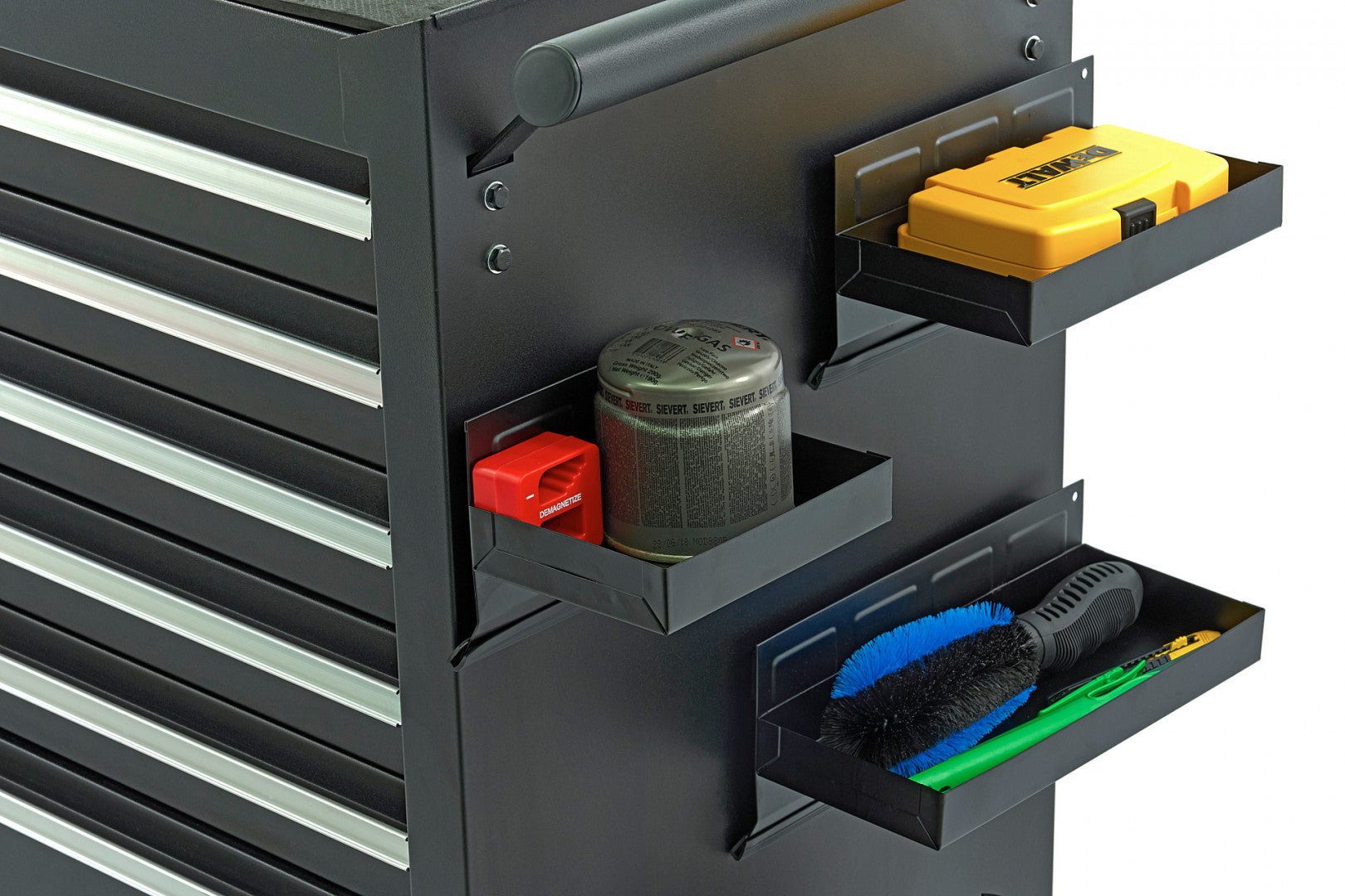 Sada 4ks magnetických políc na vozík na náradie - čierna, bočné usporiadanie, univerzálne, HBM Holandsko