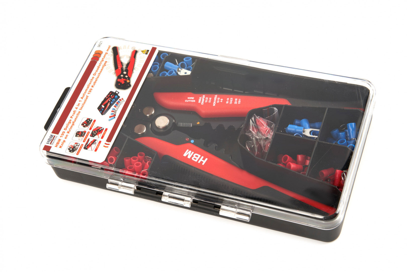 Sada automatických klieští na lisovanie, odizolovanie a strihanie elektrických káblov 4 v 1, 199 kusov