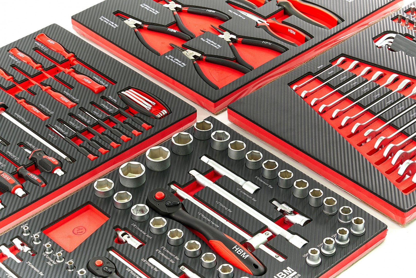 Profesionálna skrinka - dielenský vozík s náradím, so 7 zásuvkami, 154ks náradia, 4 vložky carbon - premium, HBM Holandsko