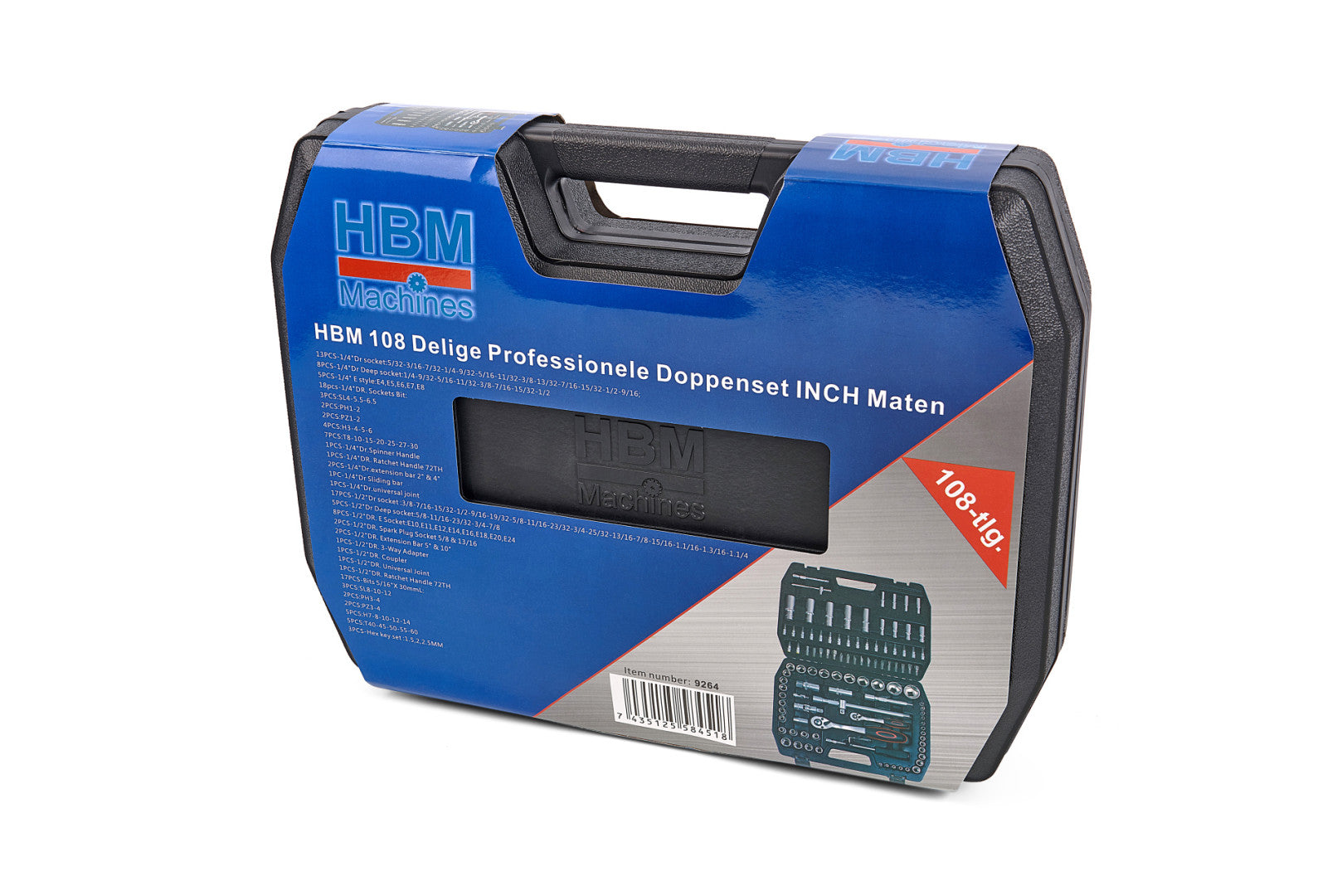 Profesionálna sada nástrčiek 1/4 a 1/2 palca, 108 kusov