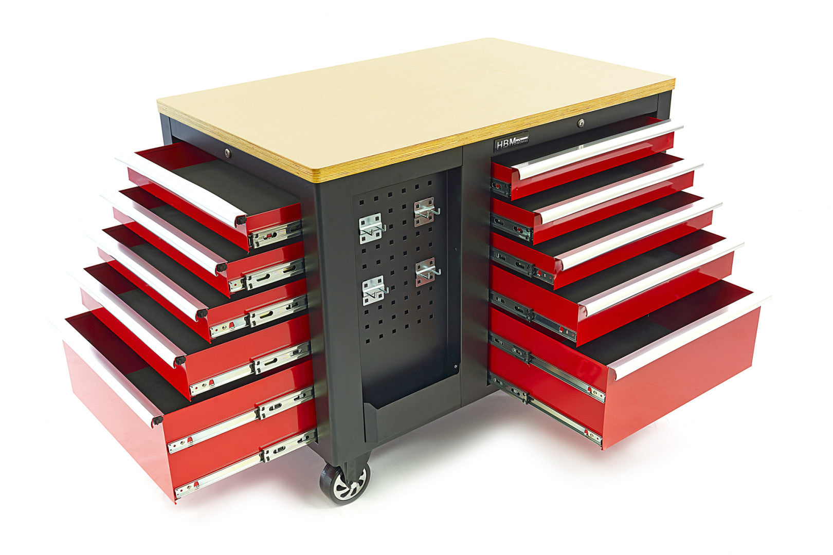 Kovová dielenská skrinka - vozík s pracovnou doskou a 10 zásuvkami