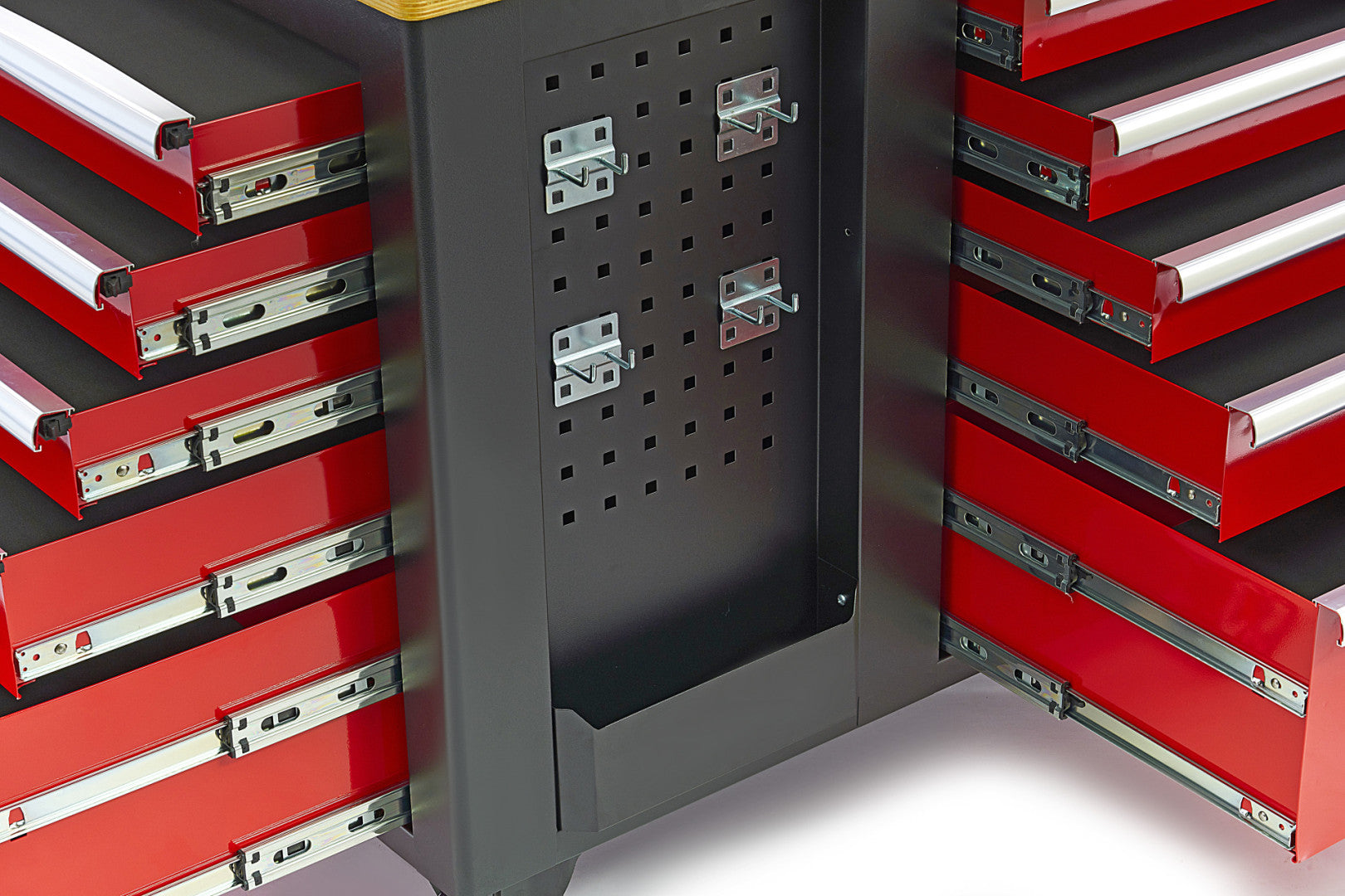 Kovová dielenská skrinka - vozík s pracovnou doskou a 10 zásuvkami