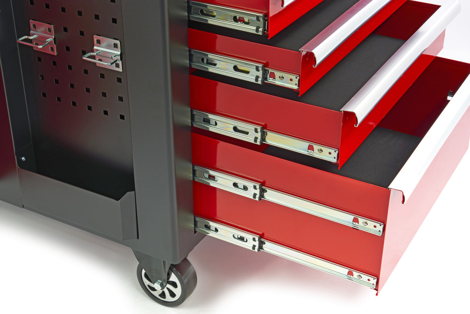 Kovová dielenská skrinka - vozík s pracovnou doskou a 10 zásuvkami