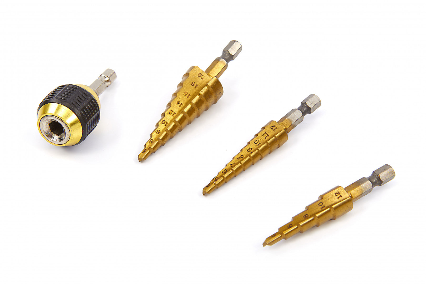 Sada stupňovitých vrtákov 4 kusy