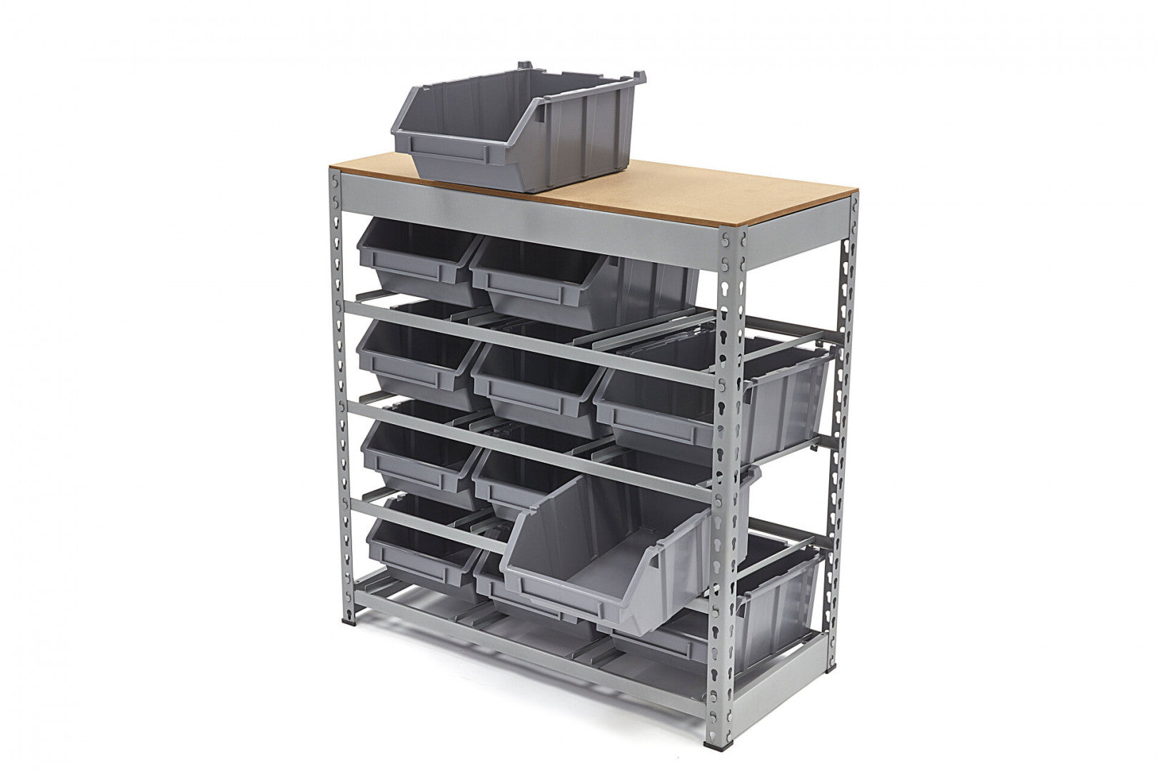 Stojanový organizér - regál s 12 úložnými boxami