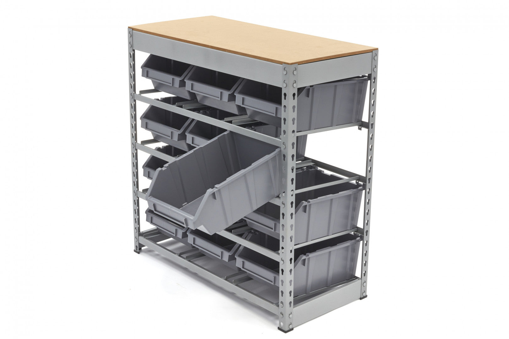 Stojanový organizér - regál s 12 úložnými boxami