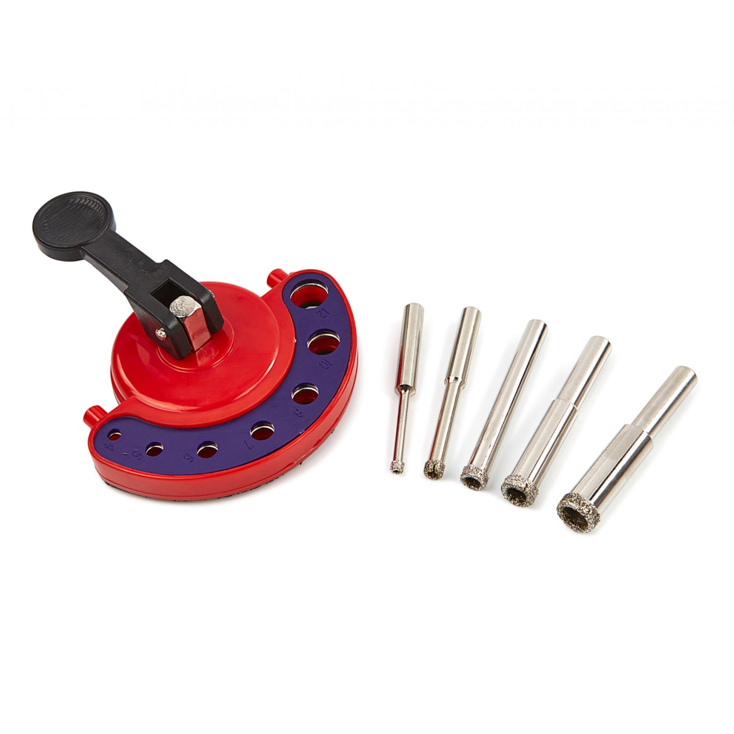 Sada diamantových korunkových vrtákov, s vodiacim držiakom s prísavkou, 6ks