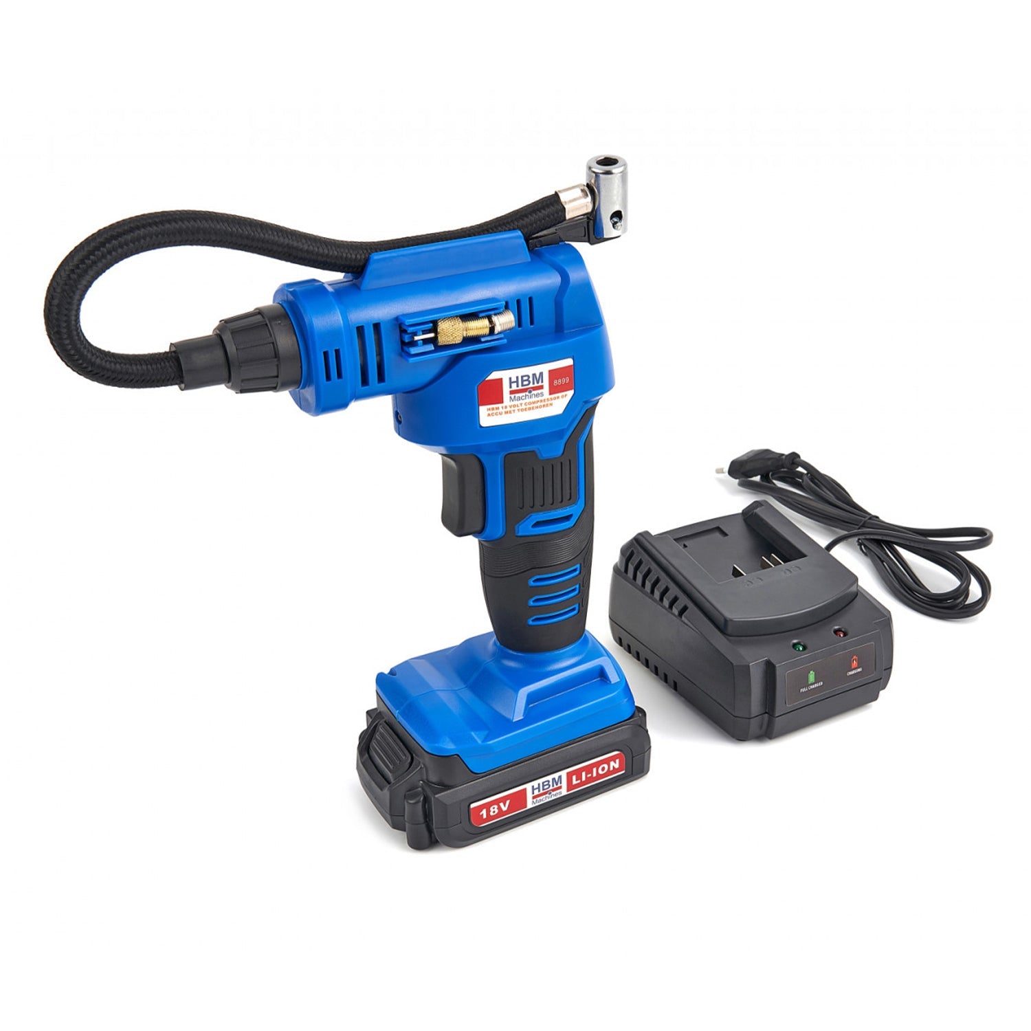 Kompresor na hustenie pneumatík s LED osvetlením a akumulátorom 18 V