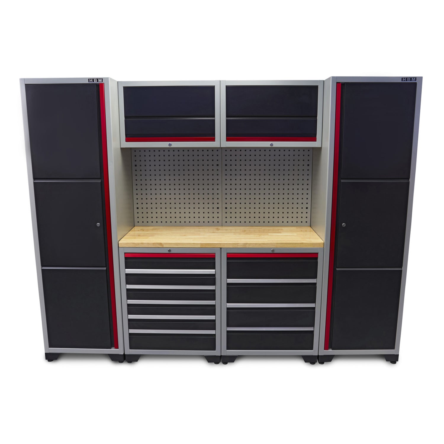 Zostava profesionálneho dielenského nábytku sada 9 dielov 263 × 51 × 204cm HBM