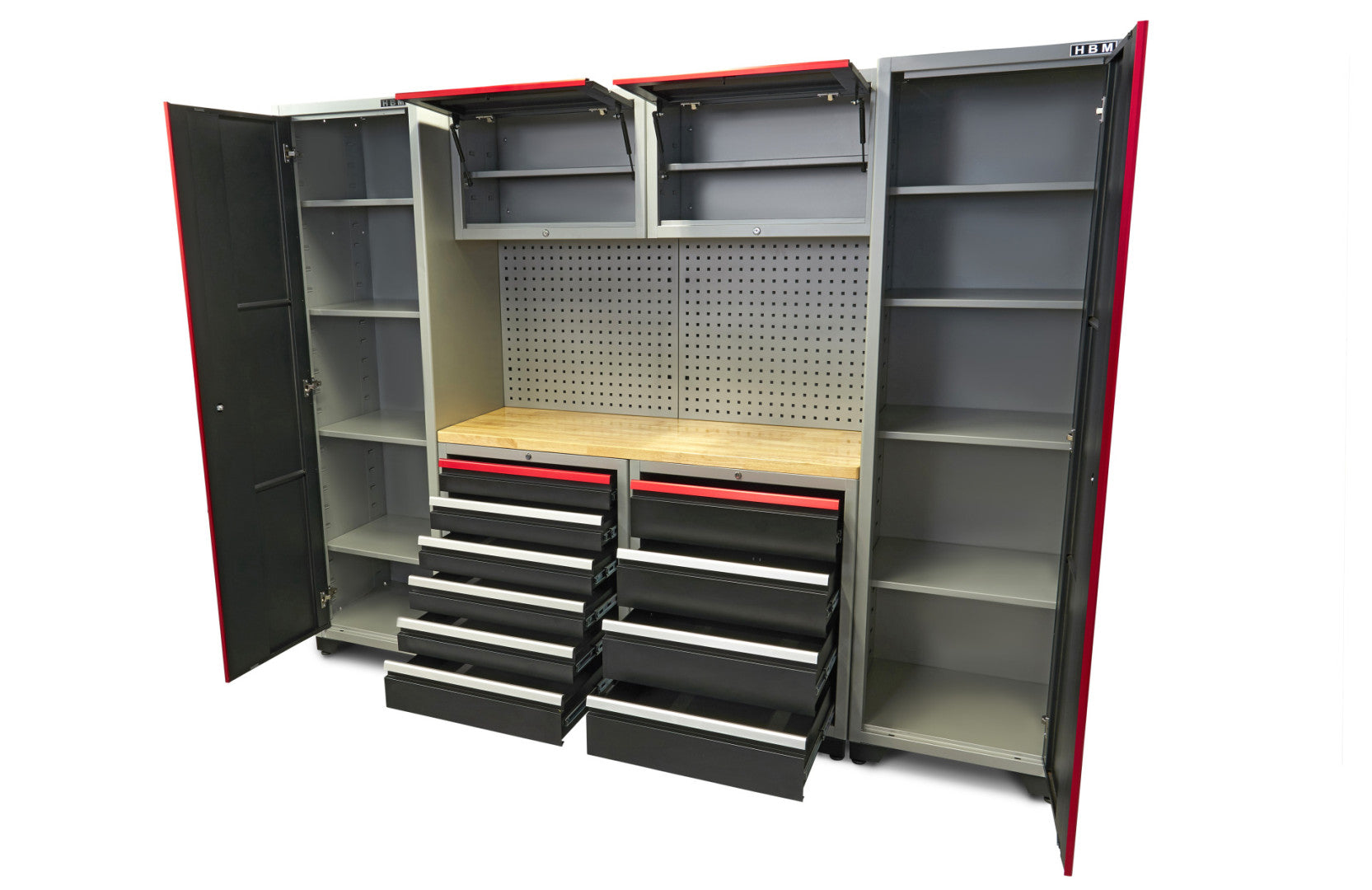 Zostava profesionálneho dielenského nábytku sada 9 dielov 263 × 51 × 204cm HBM