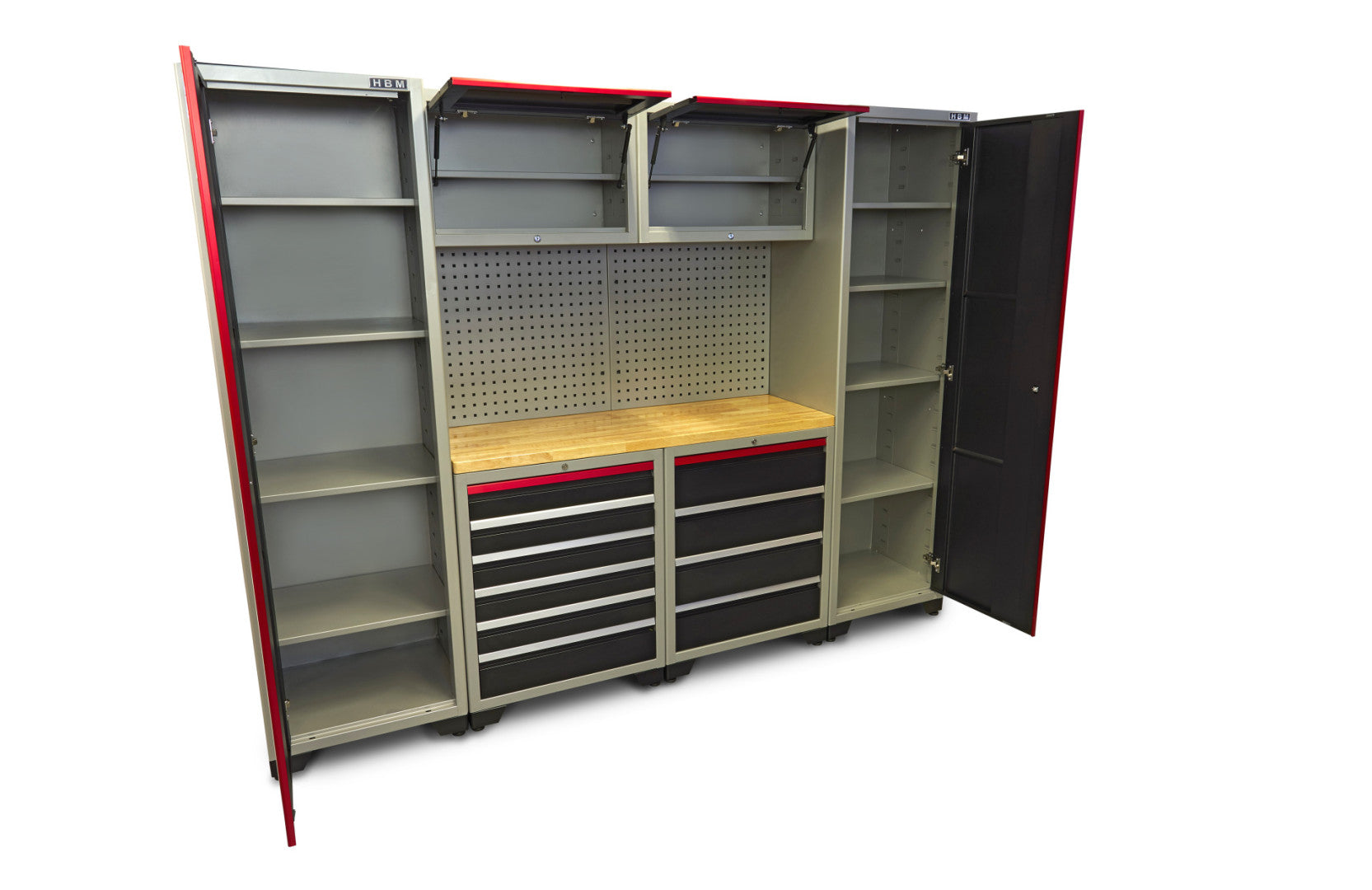 Zostava profesionálneho dielenského nábytku sada 9 dielov 263 × 51 × 204cm HBM