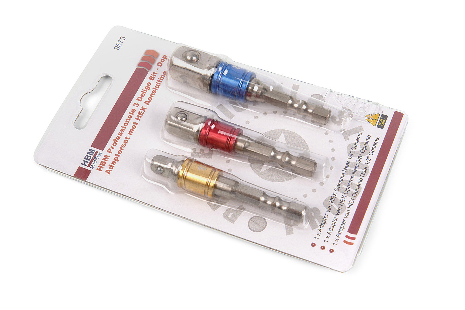 Sada 3 hex adaptérov na bity 1/4'' 3/8'' 1/2'' HBM