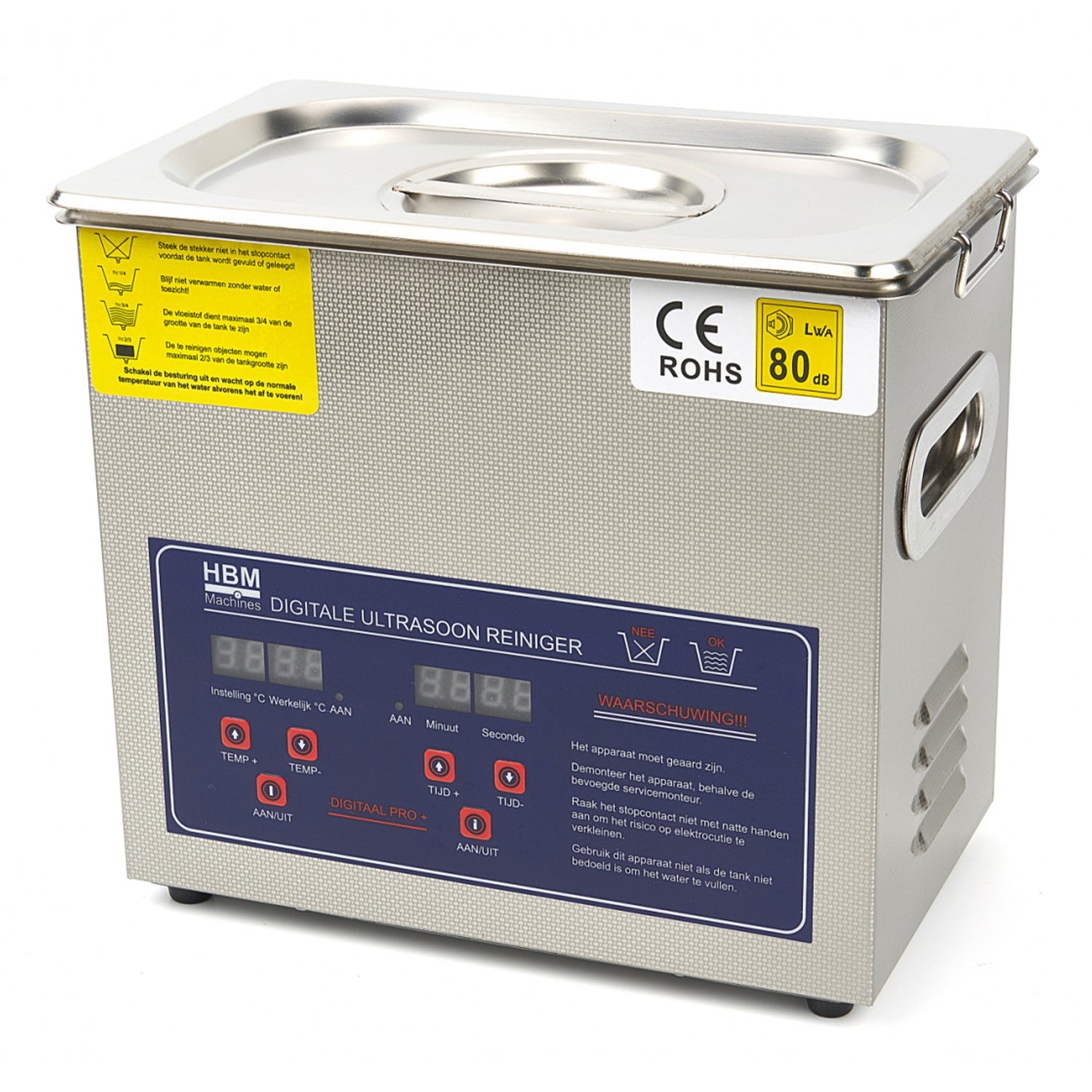 Ultrazvuková čistička 3l, nehrdzavejúca oceľ, digitálny časovač, HBM Machines Holandsko