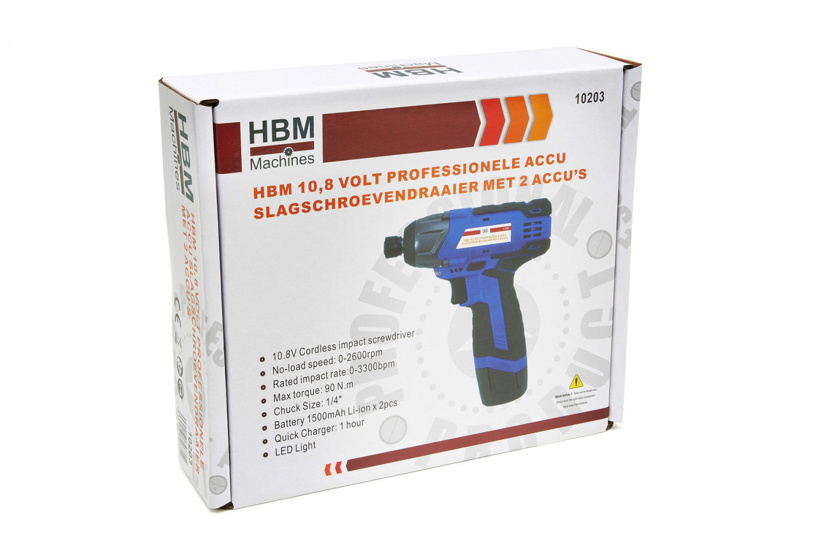 Akumulátorový uťahovák 1/4'' hex šesťhran, 90Nm, 2 akumulátory 10,8V, 1500mAh HBM