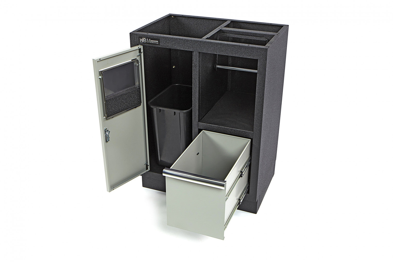 Dielenská skrinka s držiakom na papier a odpadkovým košom HBM