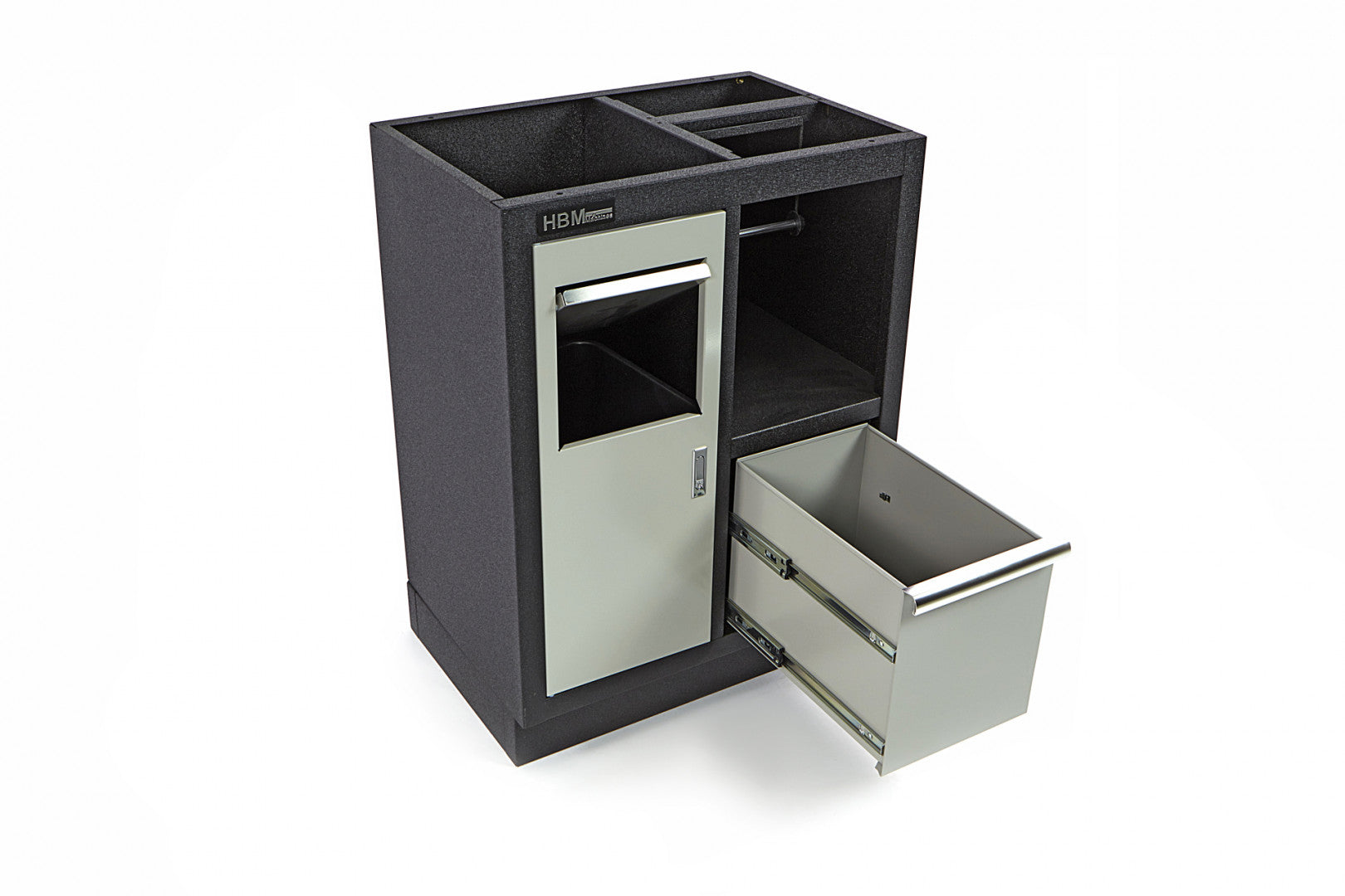 Dielenská skrinka s držiakom na papier a odpadkovým košom HBM