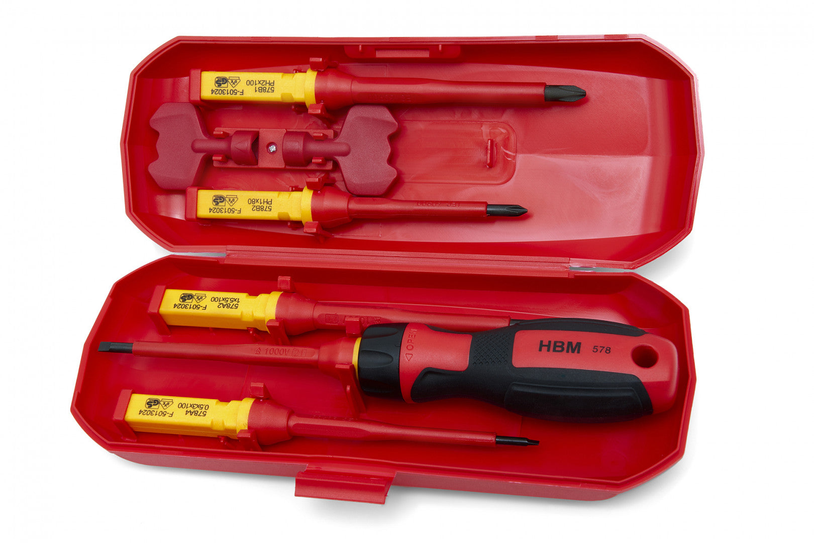 Sada 8 izolovaných skrutkovačov vde pre elektrikárov s vymeniteľnými hrotmi hbm