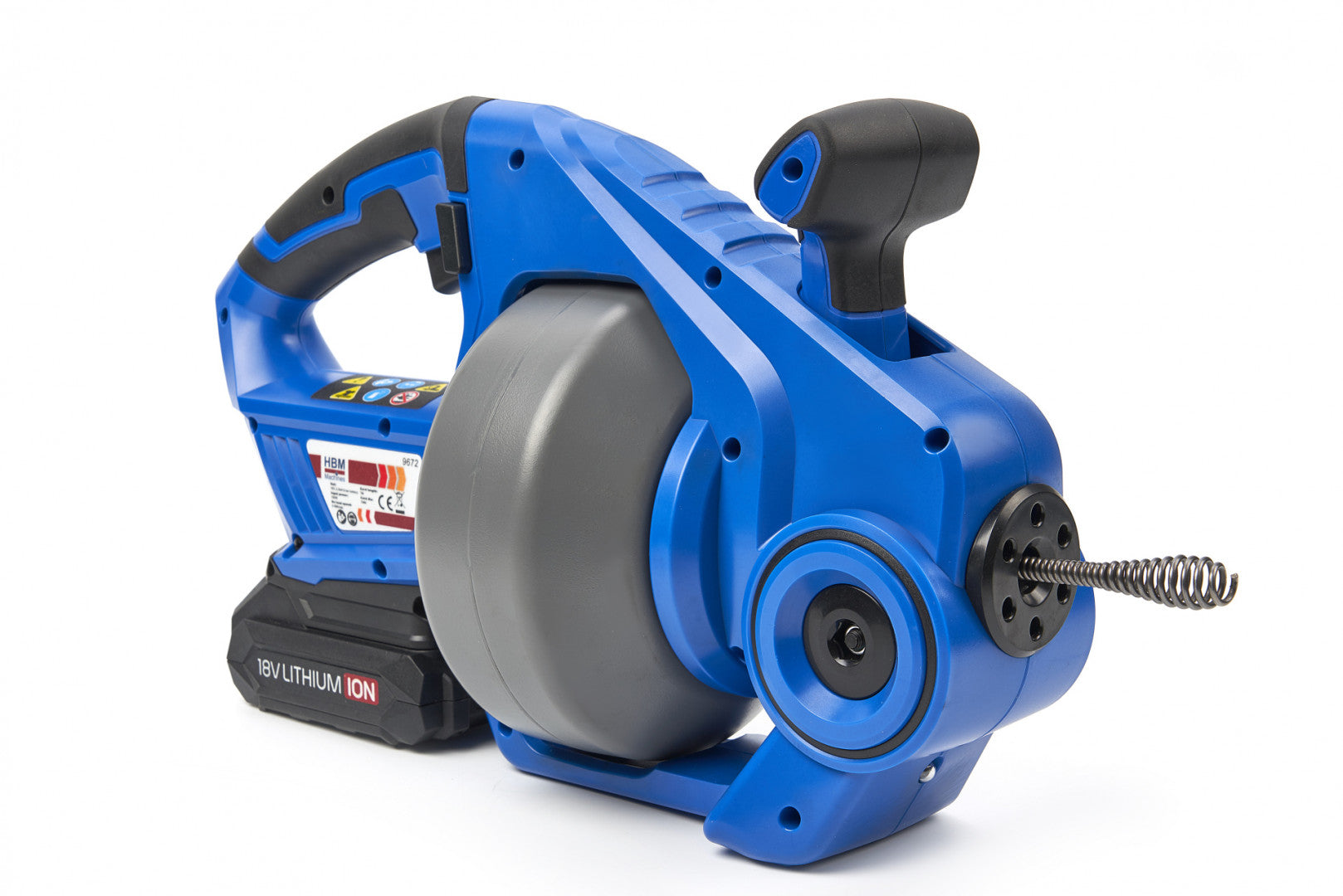 Zariadenie na čistenie potrubí s rotačným mechanizmom 7 m s akumulátorom 18v 2.0ah hbm