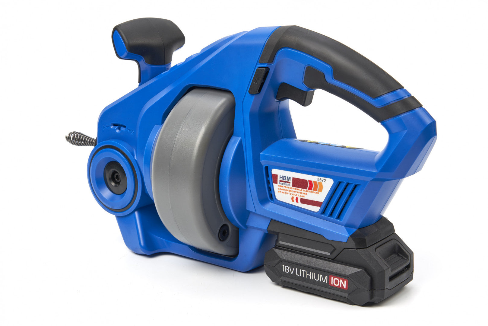 Zariadenie na čistenie potrubí s rotačným mechanizmom 7 m s akumulátorom 18v 2.0ah hbm