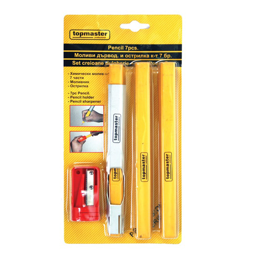 Súprava 7 stolárskych ceruziek s strúhadlom Topmaster