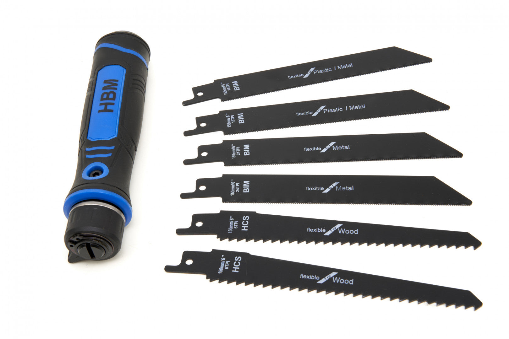 Ručná píla na drevo aj kov, s vymeniteľnými čepeľami, 7ks HBM