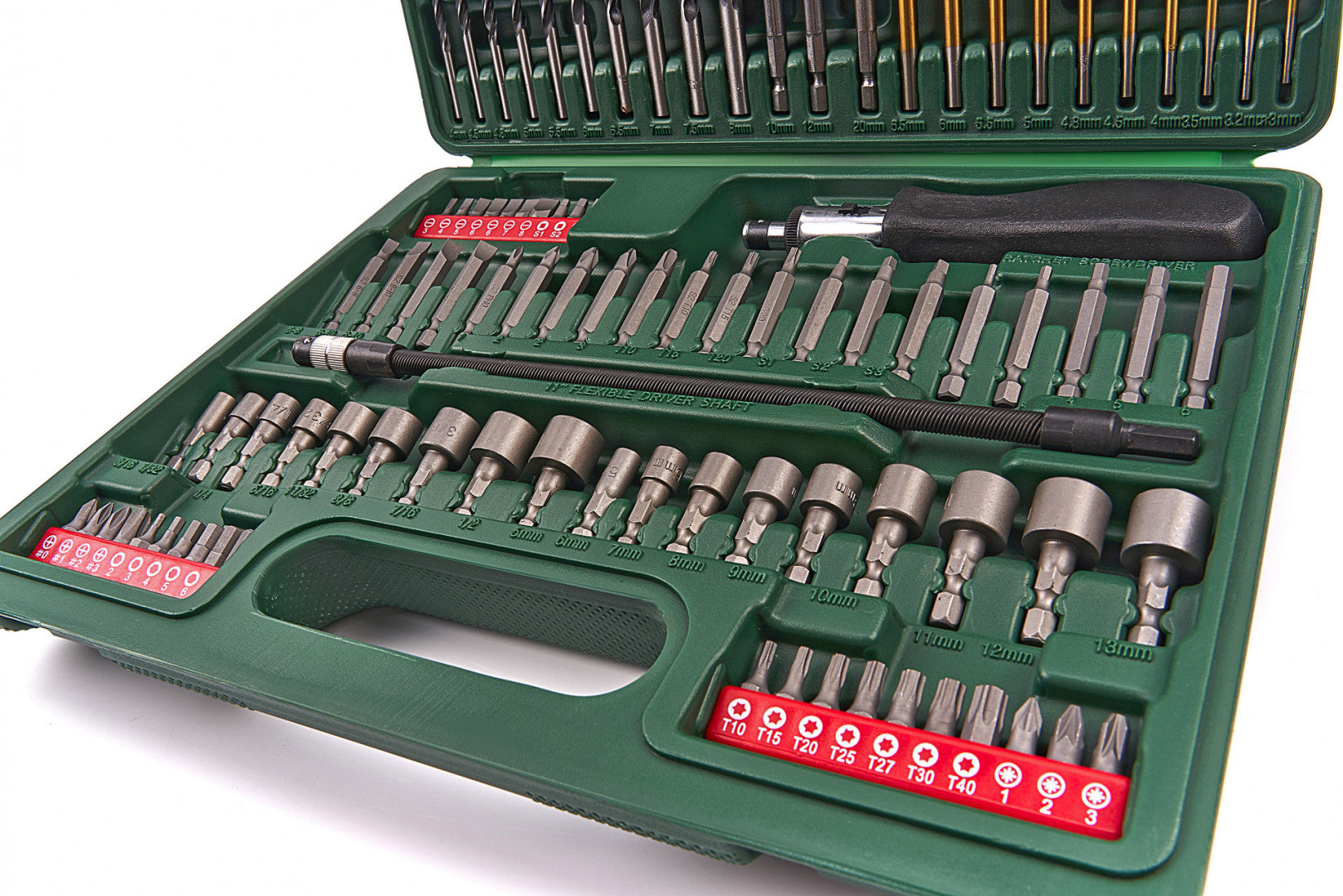 Súprava bitov, vrtákov, vykružovacích korún a fréz Hikoki na drevo, kov, murivo – 112 kusov