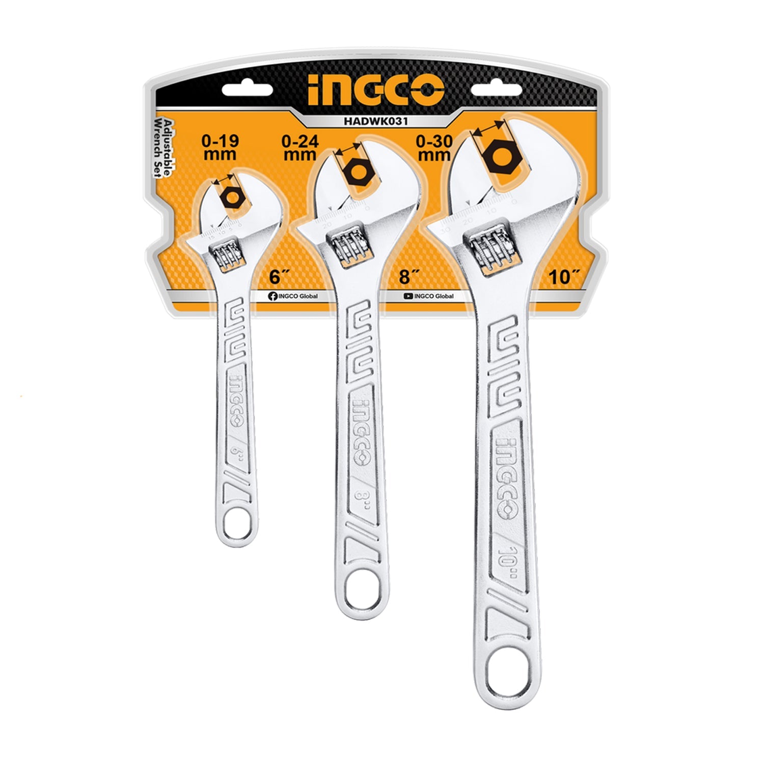 Sada 3 nastaviteľných kľúčov 0 - 30mm Ingco