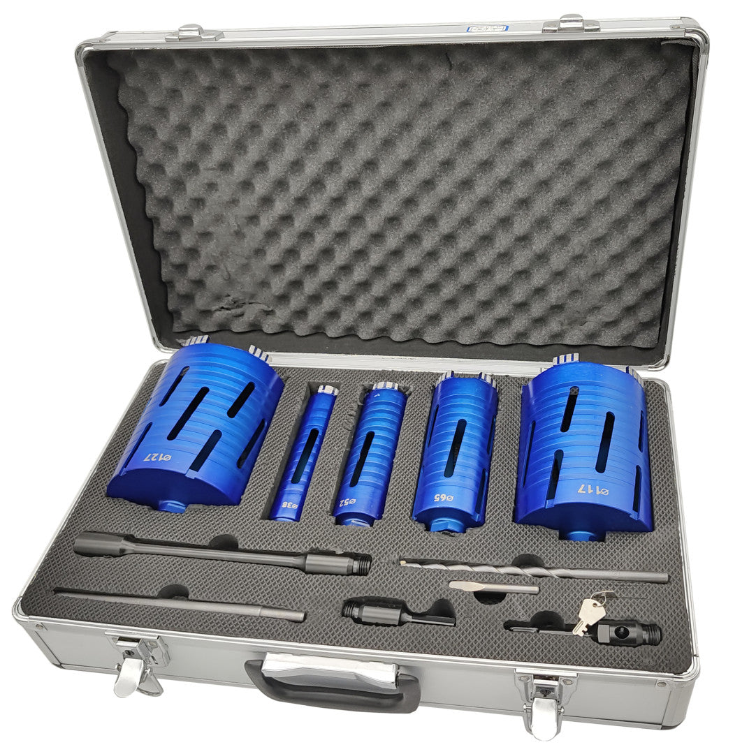 Sada diamantových vykružovacích korunkových vrtákov 38, 52, 65, 117, 127mm HBM