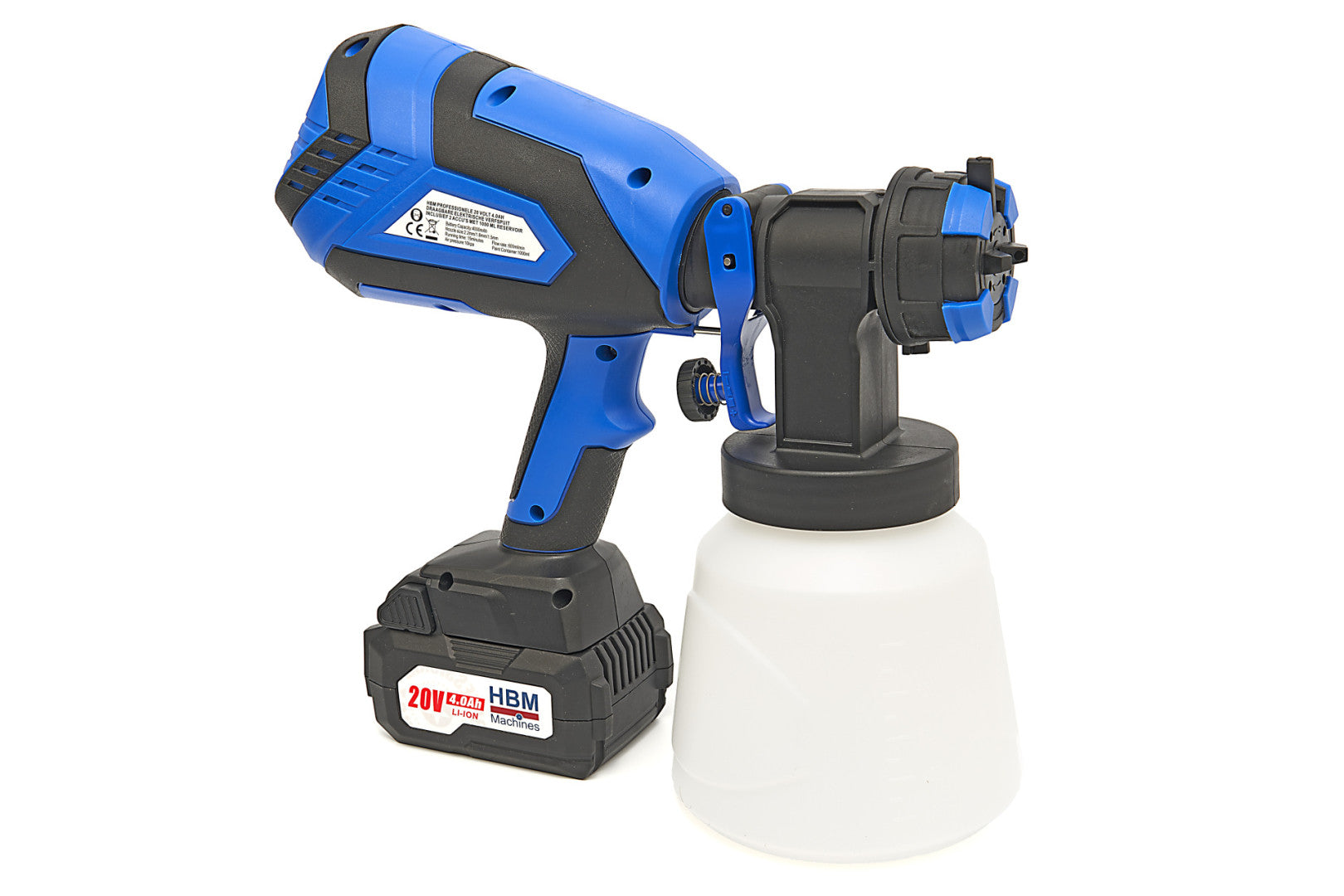 Elektrická striekacia pištoľ na farbu s nádržkou 1l a 2 akumulátormi 18V 4Ah HBM