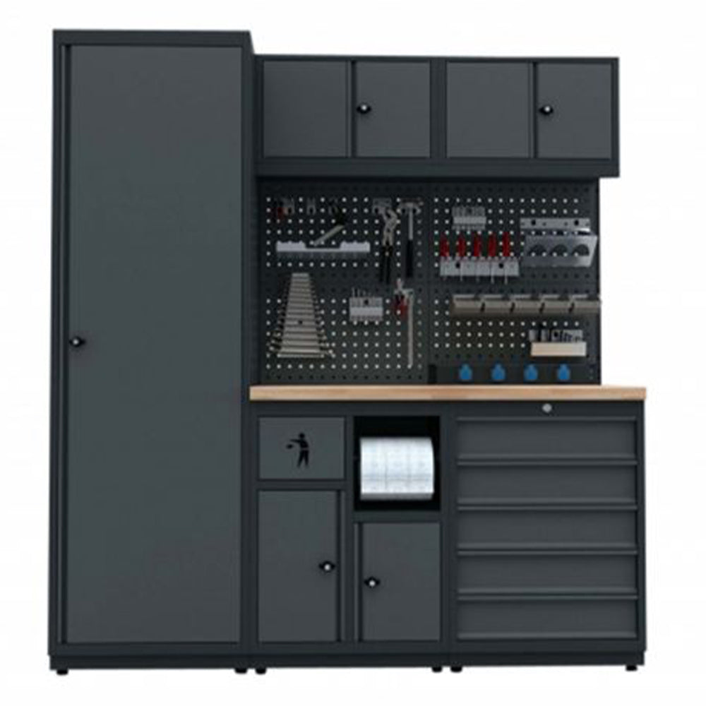 Modulárny kovový nábytok do dielne, zostava s pracovným stolom 1,86m model A