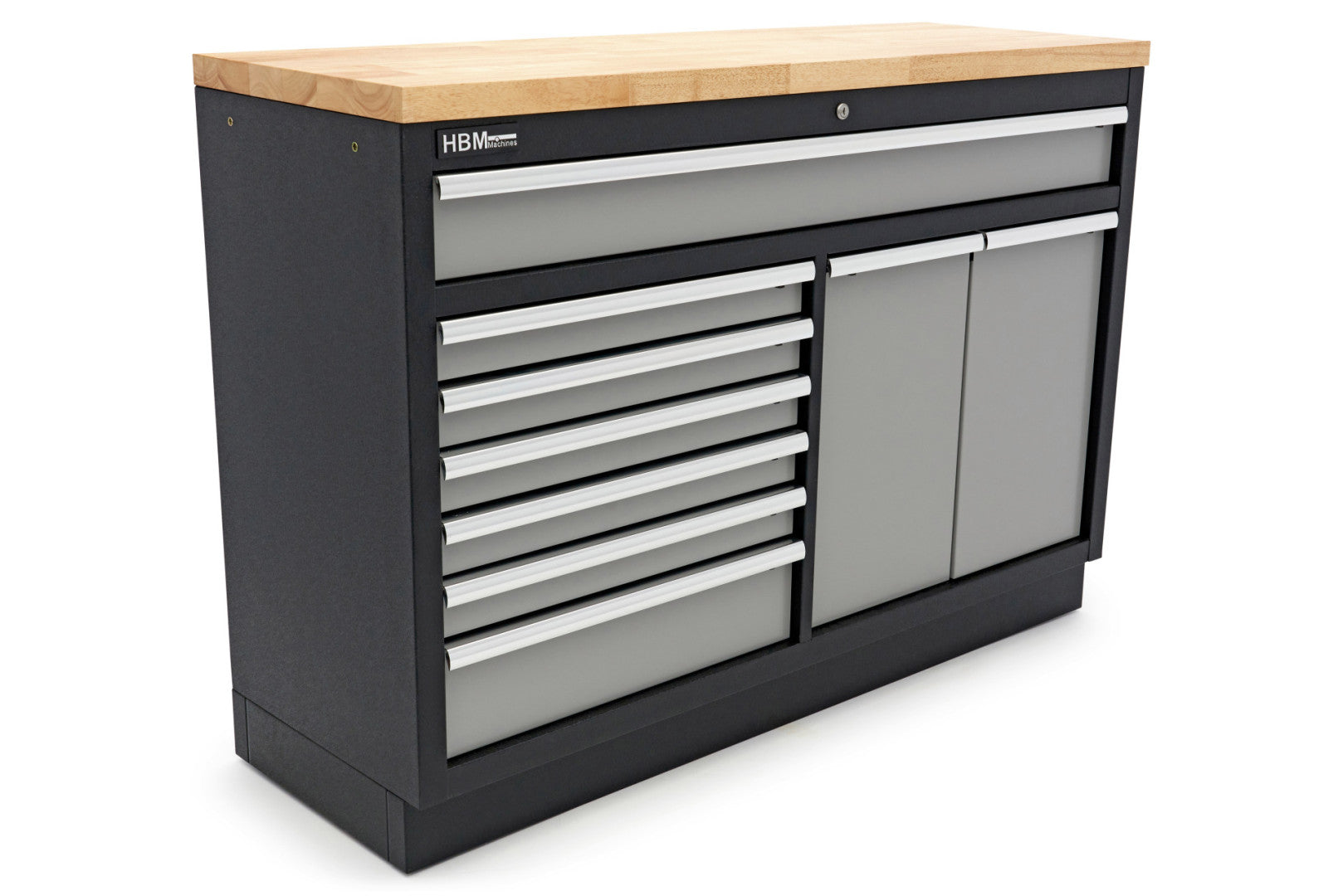 Profesionálny pracovný stôl so skrinkou na náradie, 136cm, 9 zásuviek HBM