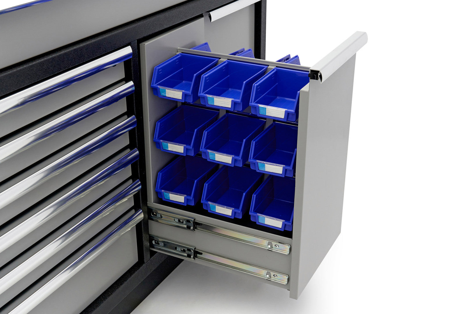 Profesionálny pracovný stôl so skrinkou na náradie, 136cm, 9 zásuviek HBM