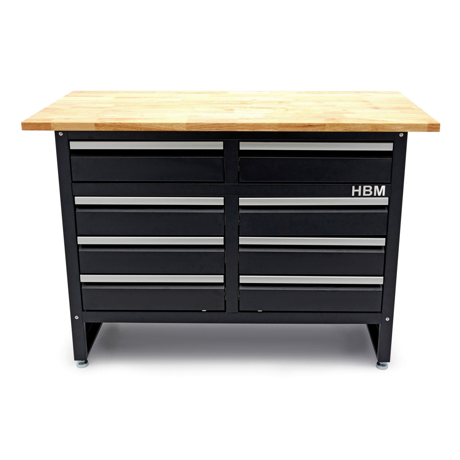 Dielenský pracovný stôl 120cm s 8 zásuvkami a drevenou doskou