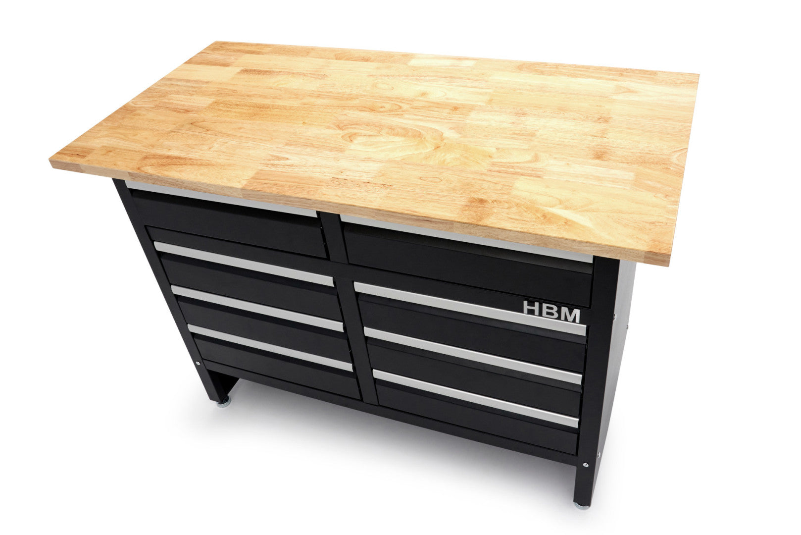 Dielenský pracovný stôl 120cm s 8 zásuvkami a drevenou doskou