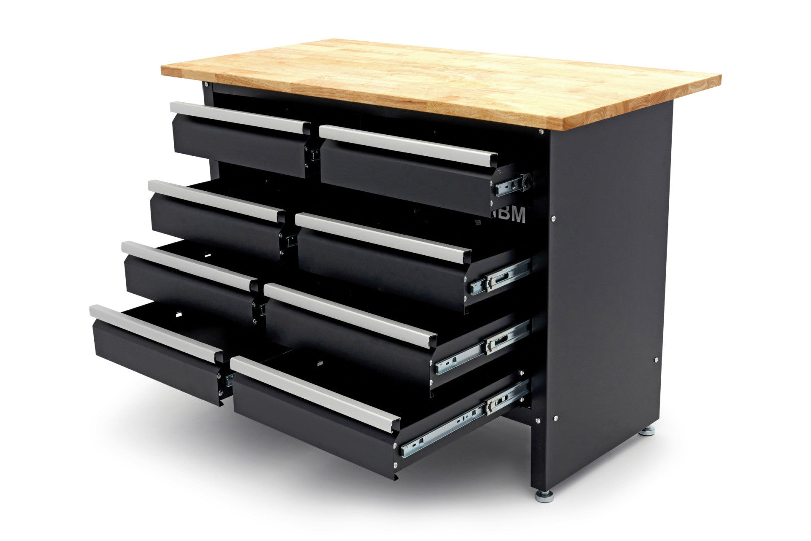 Dielenský pracovný stôl 120cm s 8 zásuvkami a drevenou doskou