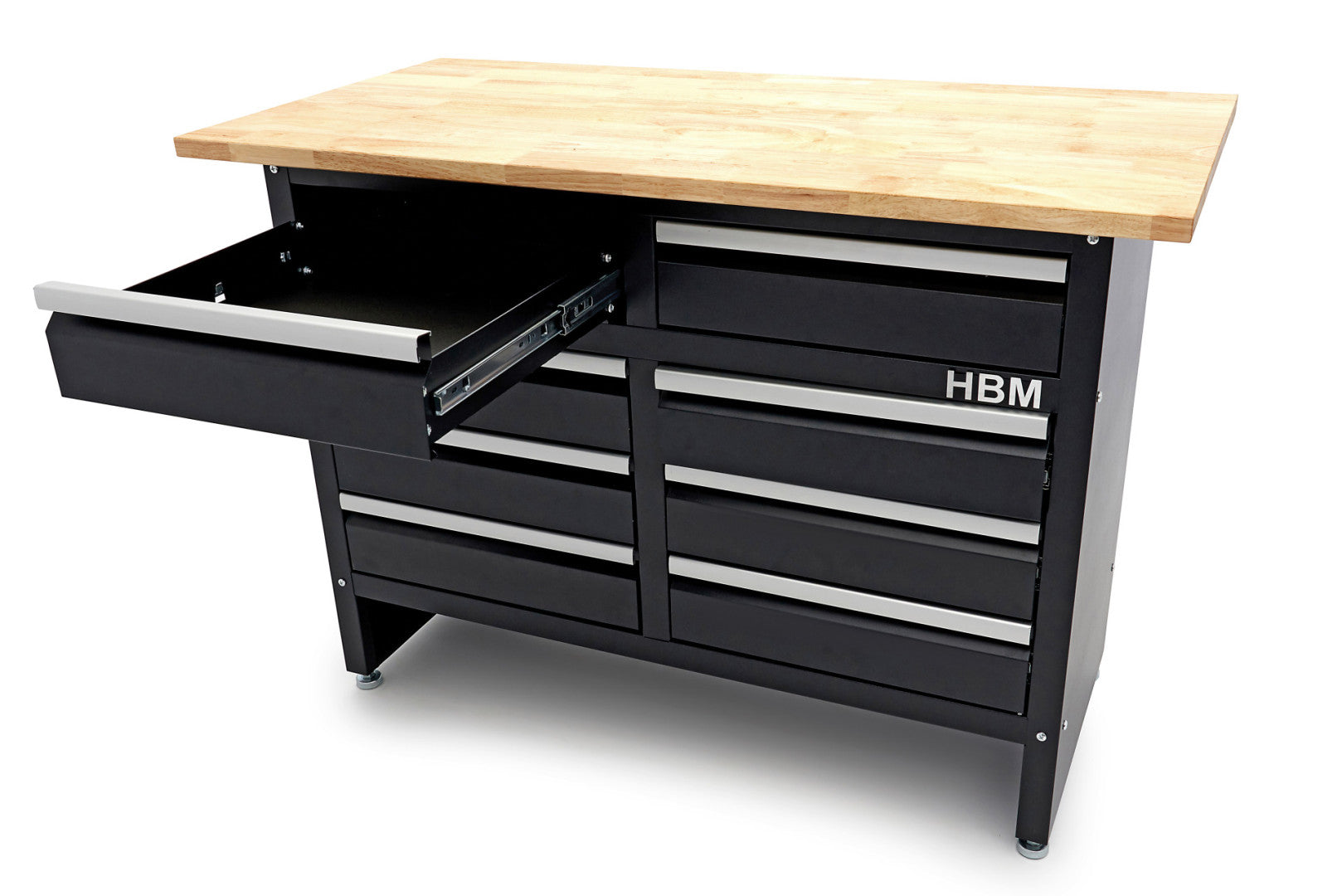 Dielenský pracovný stôl 120cm s 8 zásuvkami a drevenou doskou