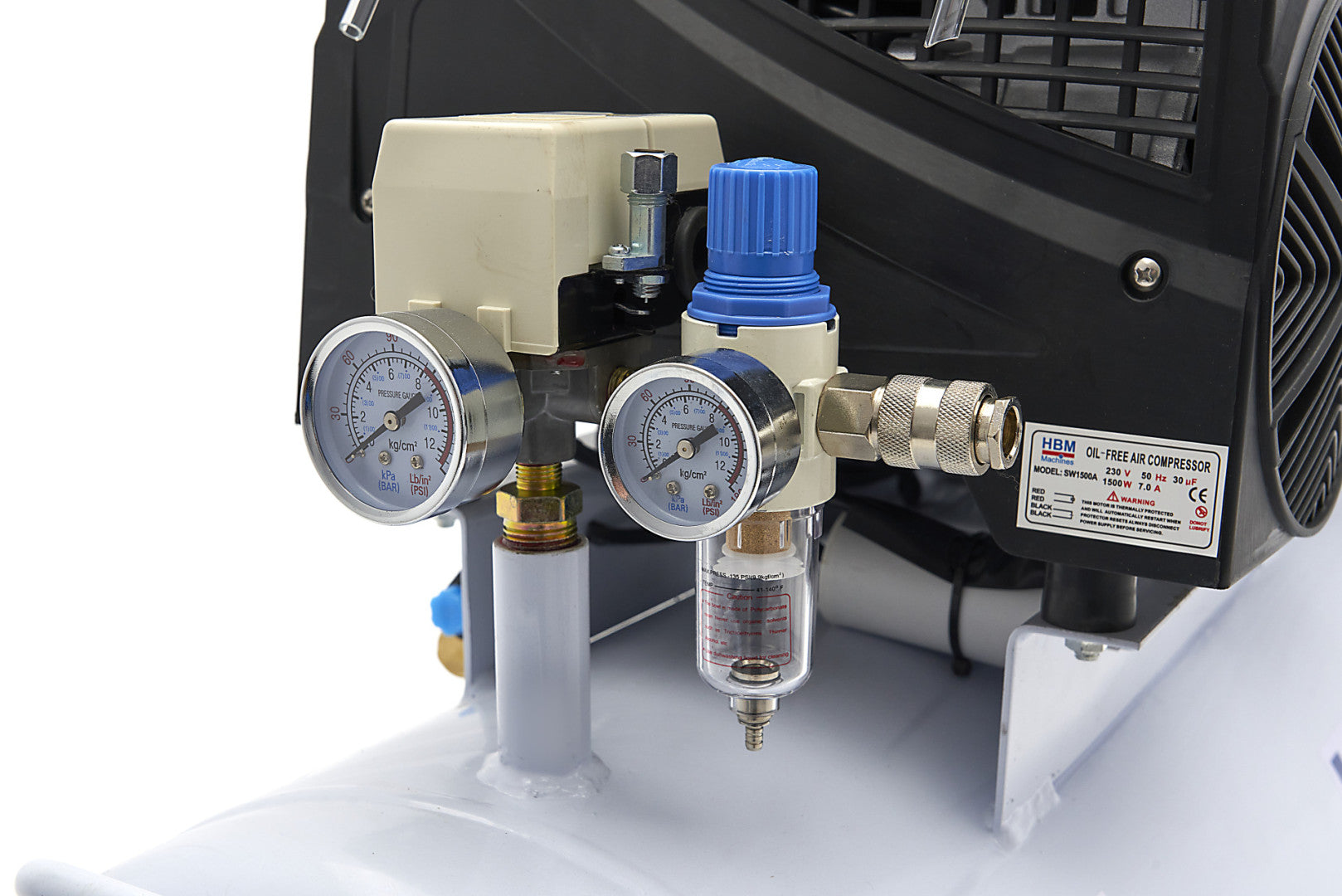 Tichý bezolejový kompresor s nízkou hlučnosťou 150l 10bar HBM Machines Holandsko