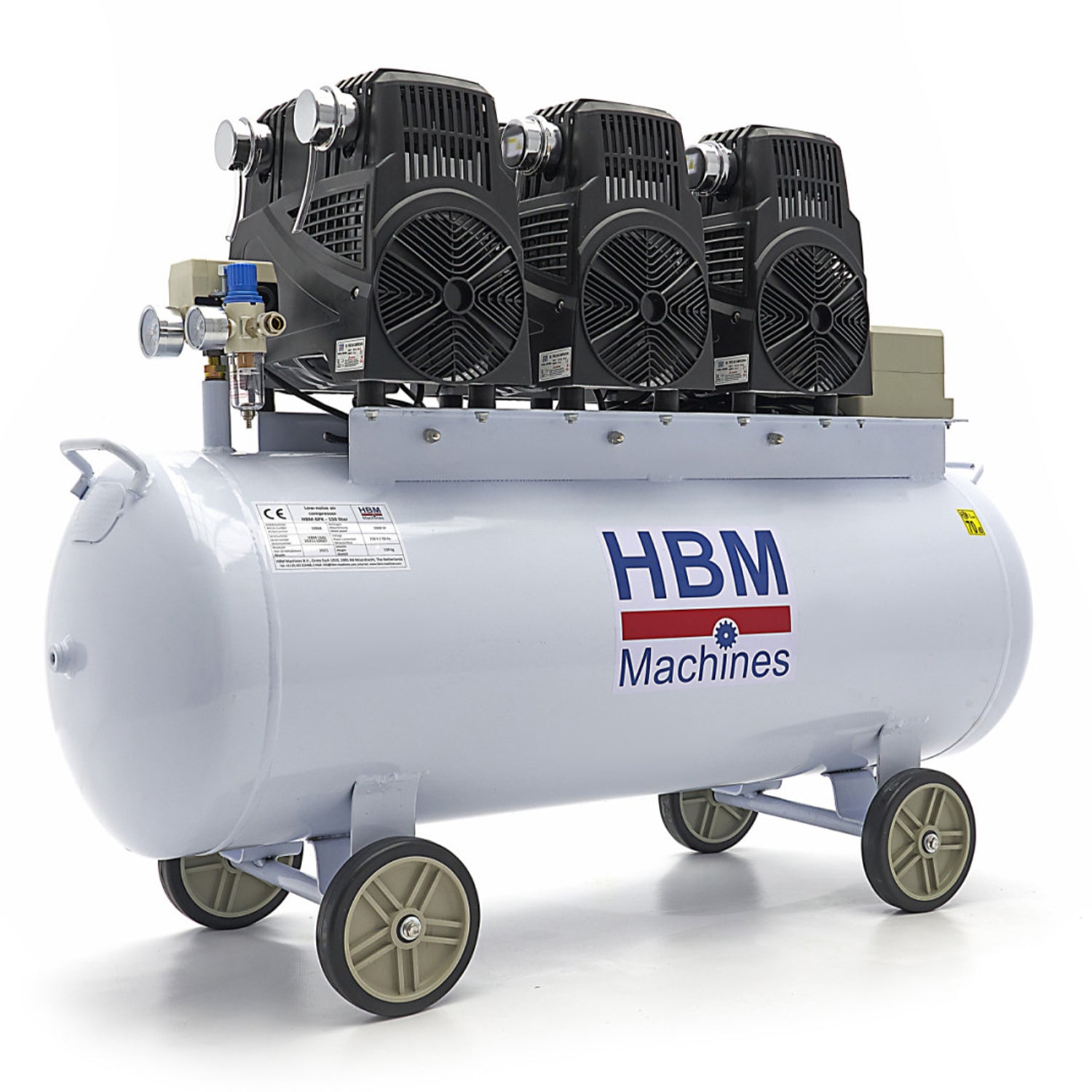 Tichý bezolejový kompresor s nízkou hlučnosťou 150l 10bar HBM Machines Holandsko