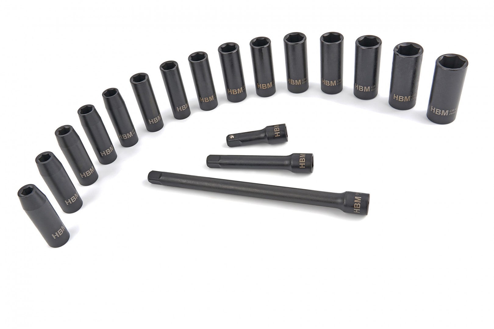 Súprava nástrčiek a nadstavcov na rázové náradie 1/2, 18 kusov, 10–24 mm hbm machines holandsko