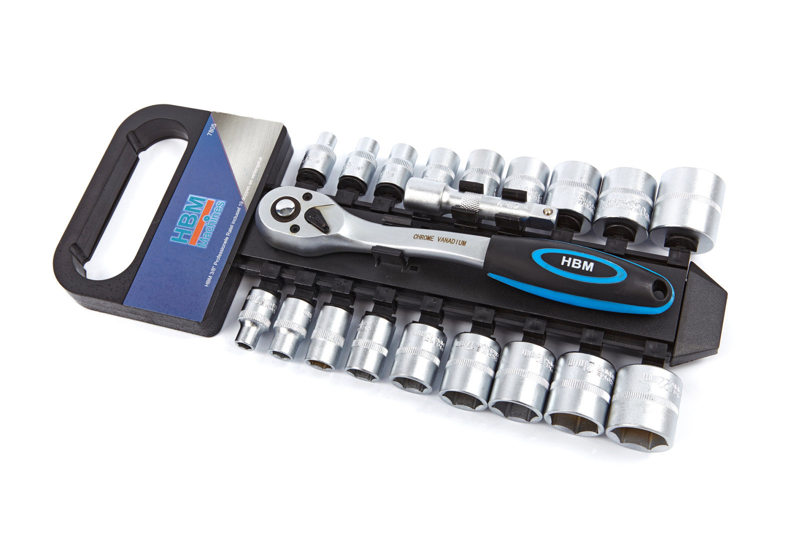 Sada račňového kľúča s nástrčkami 3/8, 19 kusov