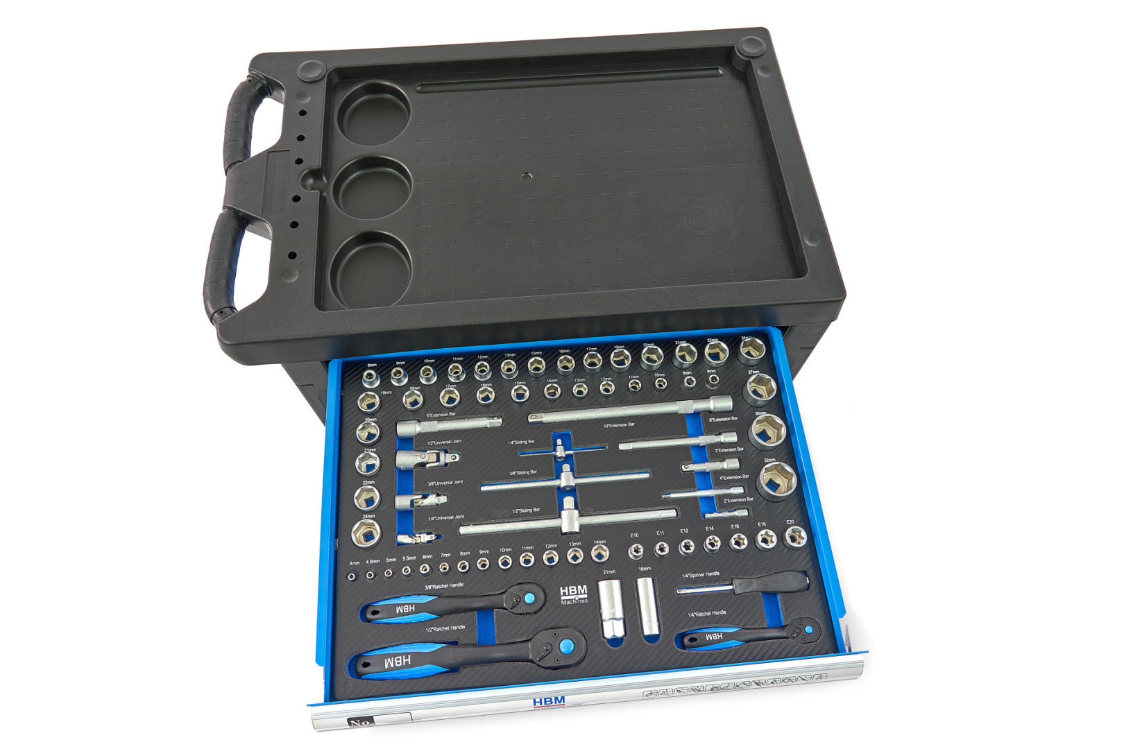 Profesionálna skrinka - dielenský vozík s náradím, so 7 zásuvkami, 196ks náradia, 5 vložiek - premium, HBM Holandsko
