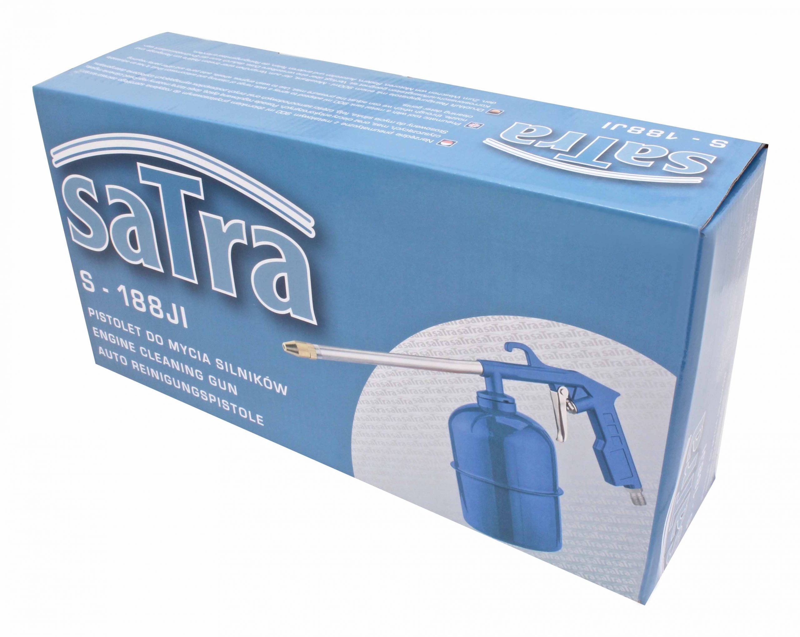 Pneumatická pištoľ na umývanie a odmasťovanie motora, kovová nádržka 1l, dlhá tryska 230mm, 3 - 5bar