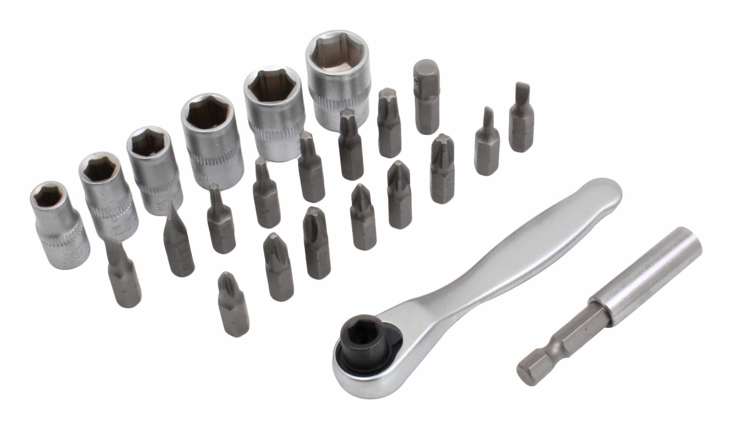 Súprava račňového kľúča s nástrčkami a bitmi 1/4, 24 kusov
