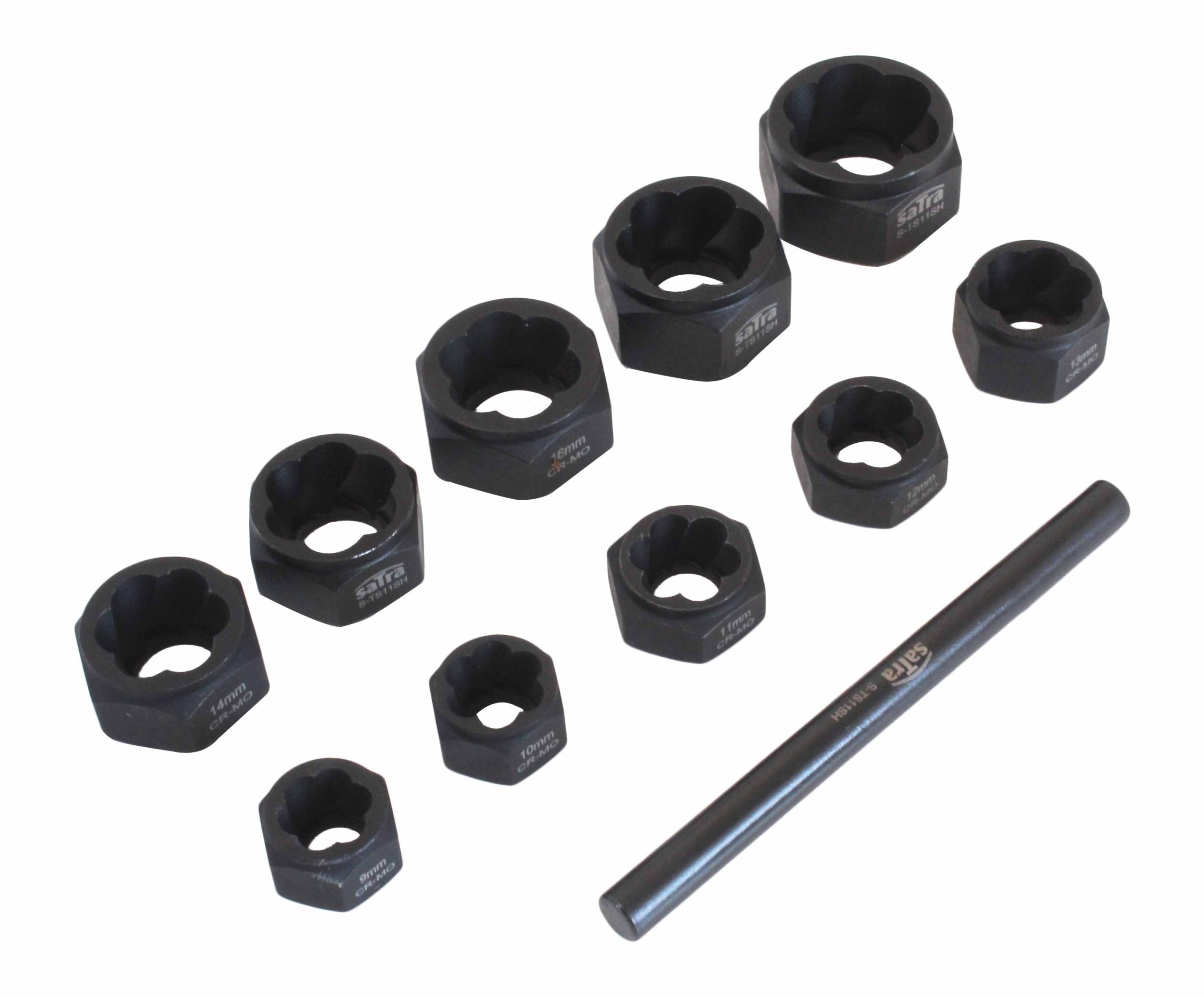 Sada vyťahvákov na opotrebované skrutky 9 - 19mm, 11ks Satra