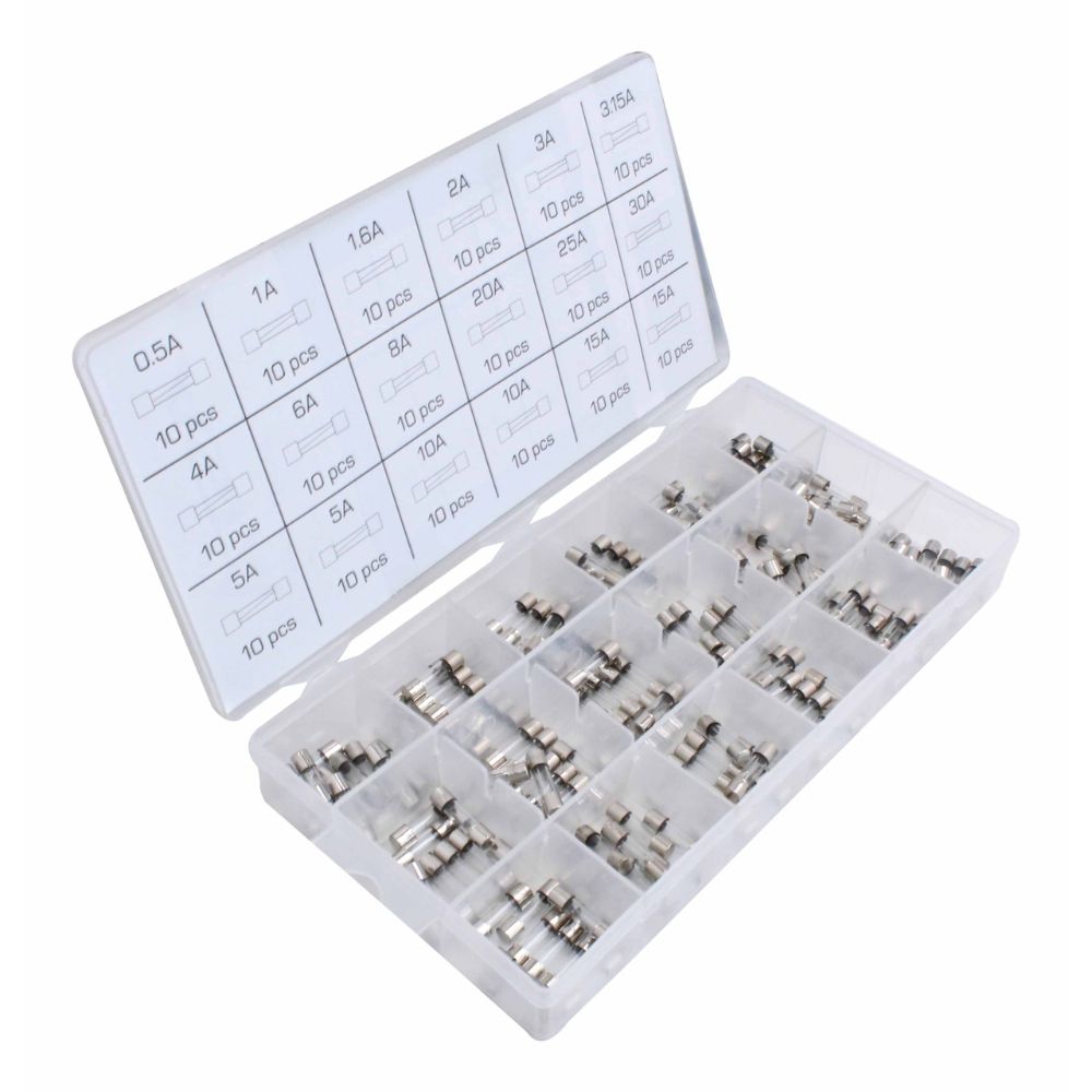 Sada 180 automobilových trubičkových poistiek 5 x 20 mm